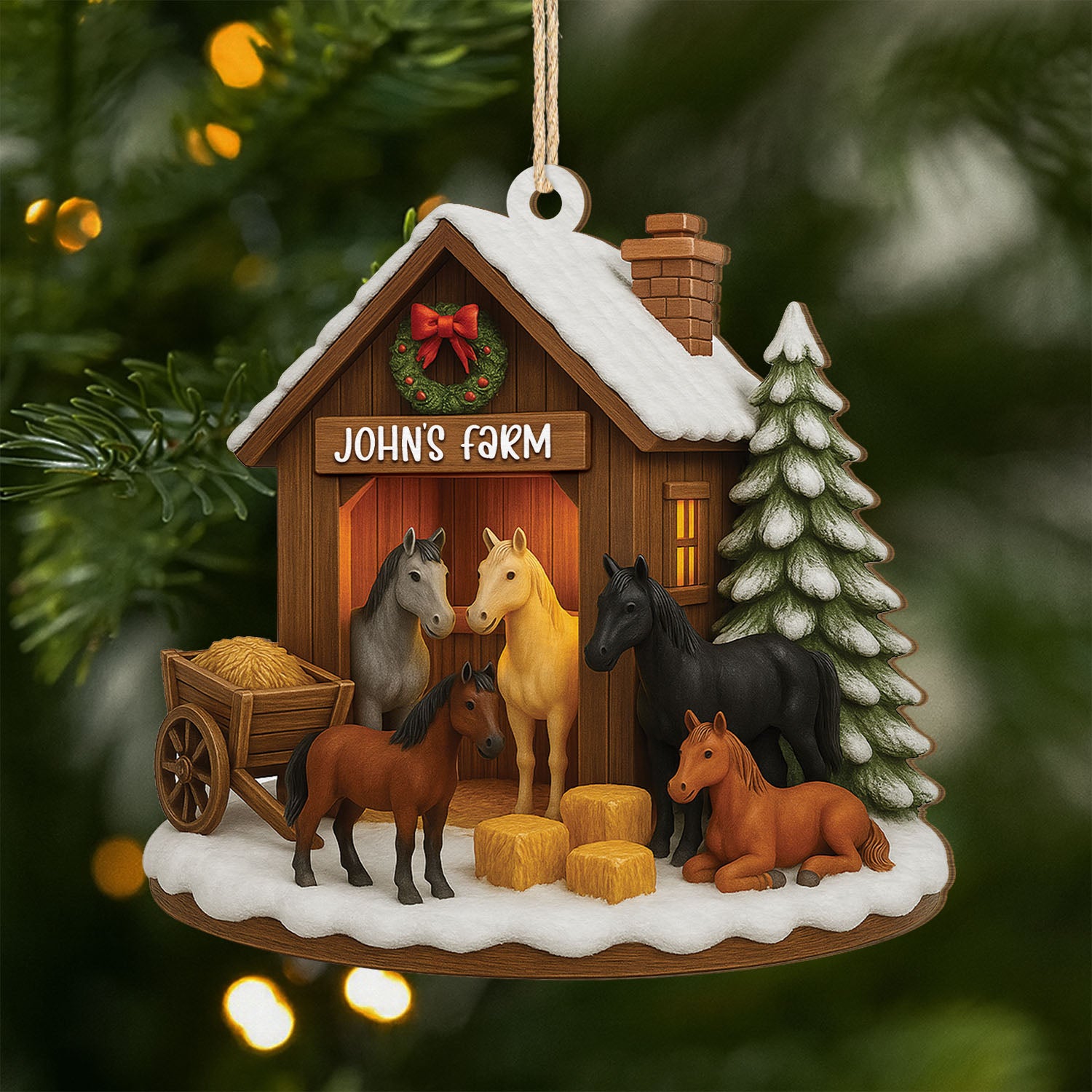 5767OUS1 3d printing effect custom 1 layered wood ornament horse lovers gifts 5767O3LQU