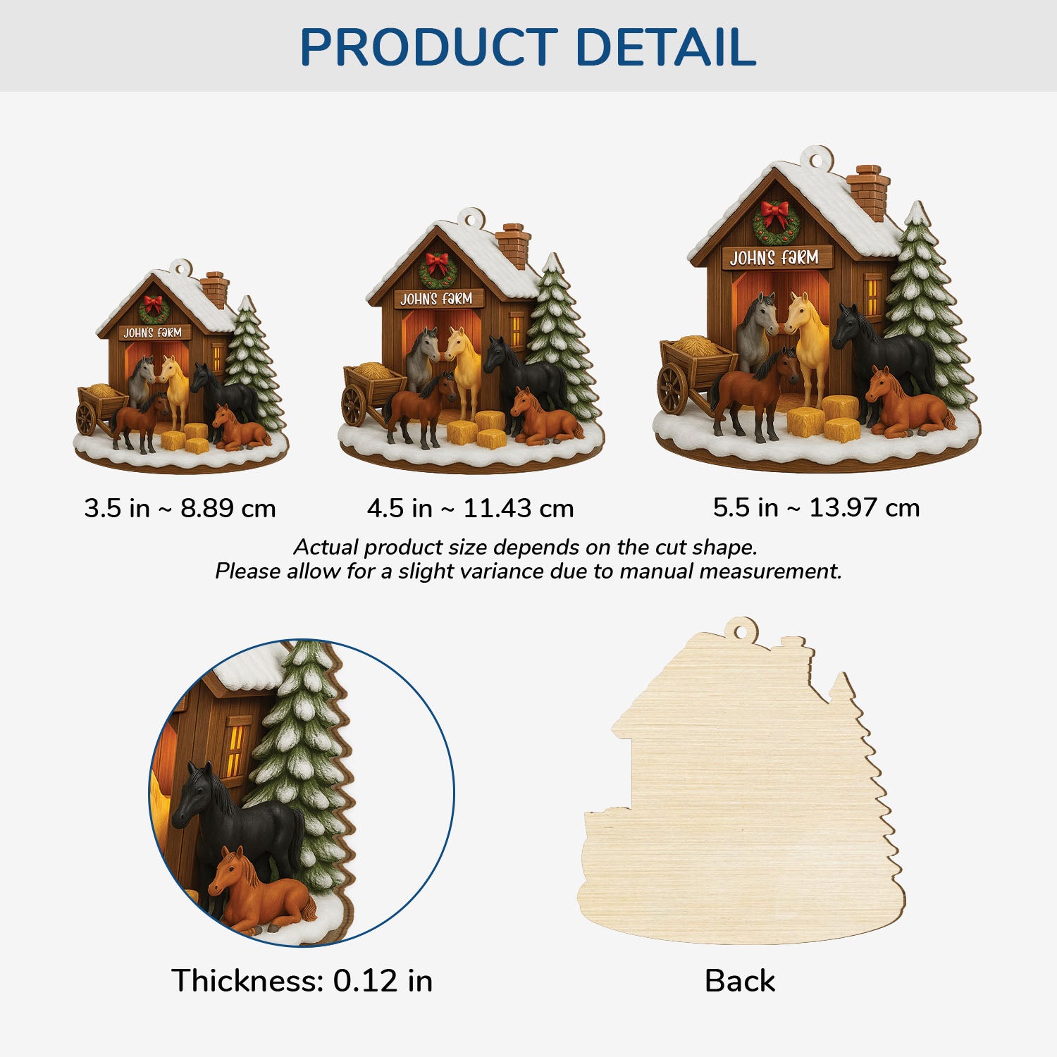 5767OUS3 3d printing effect custom 1 layered wood ornament horse lovers gifts 5767O3LQU