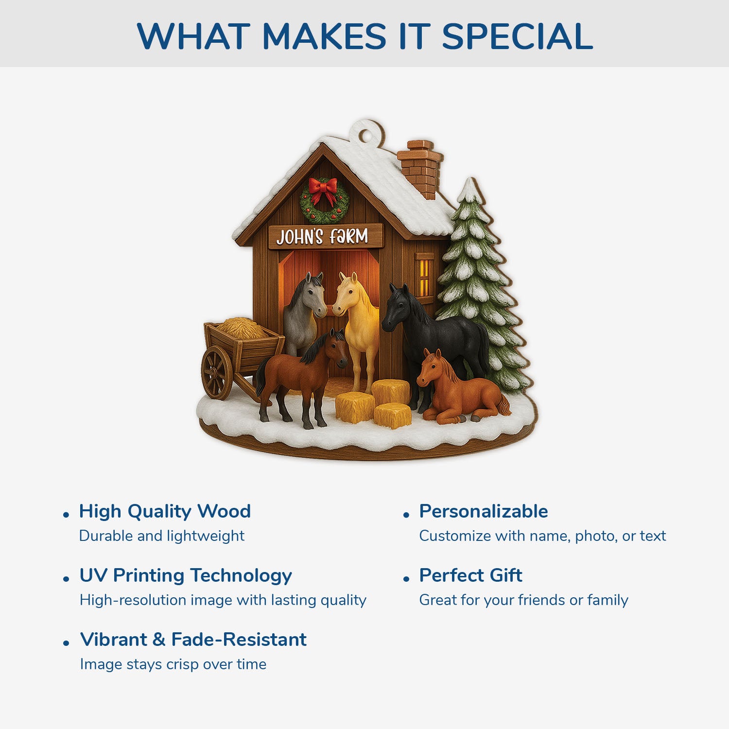 5767OUS4 3d printing effect custom 1 layered wood ornament horse lovers gifts 5767O3LQU