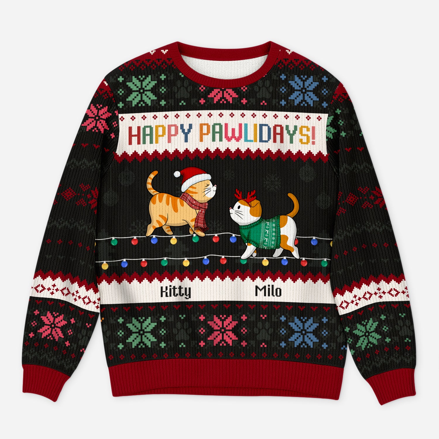 5774WUS1 personalized cat lover gifts meowy catmas ugly christmas sweater 5774W8QND