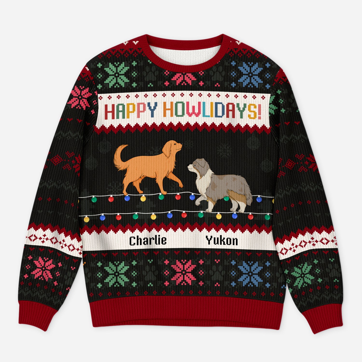 5774WUS1 personalized dog lover gifts happy pawlidays ugly christmas sweater 5774W8QNC