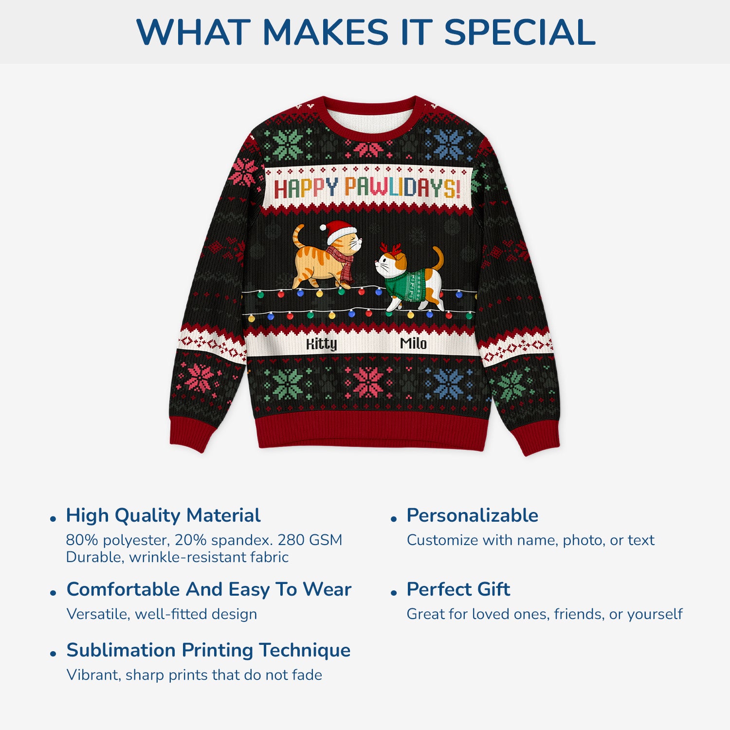 5774WUS5 personalized cat lover gifts meowy catmas ugly christmas sweater 5774W8QND