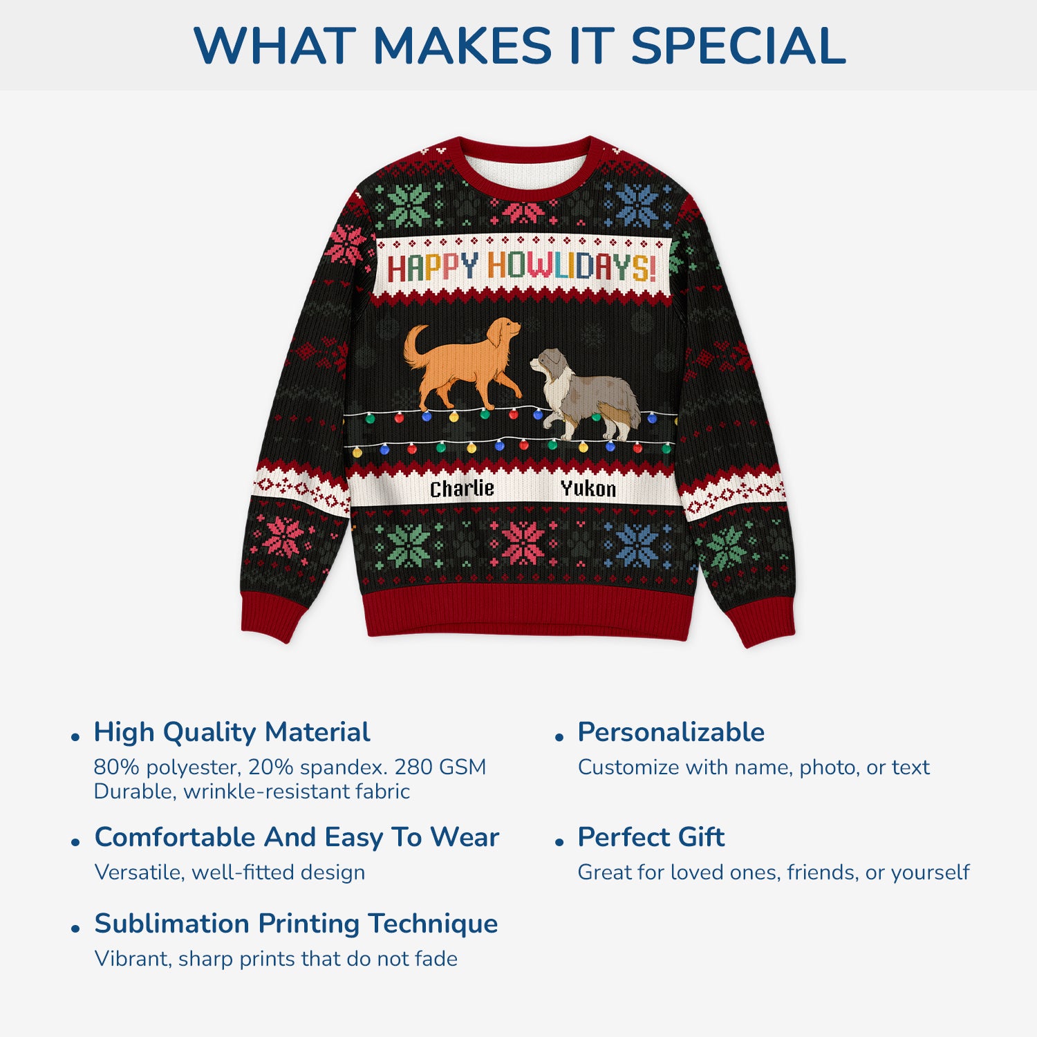 5774WUS5 personalized dog lover gifts happy pawlidays ugly christmas sweater 5774W8QNC