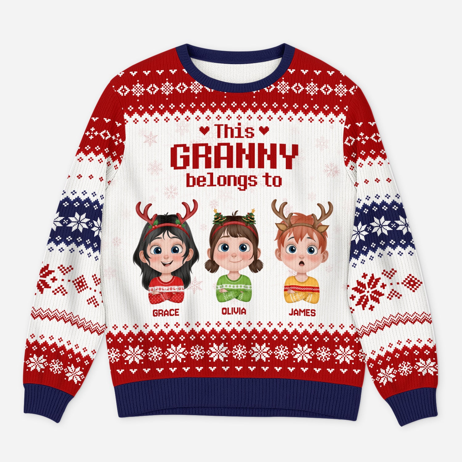 5779WUK1 custom grandparent gifts ugly christmas sweater with grandkids names 5779W8YNA