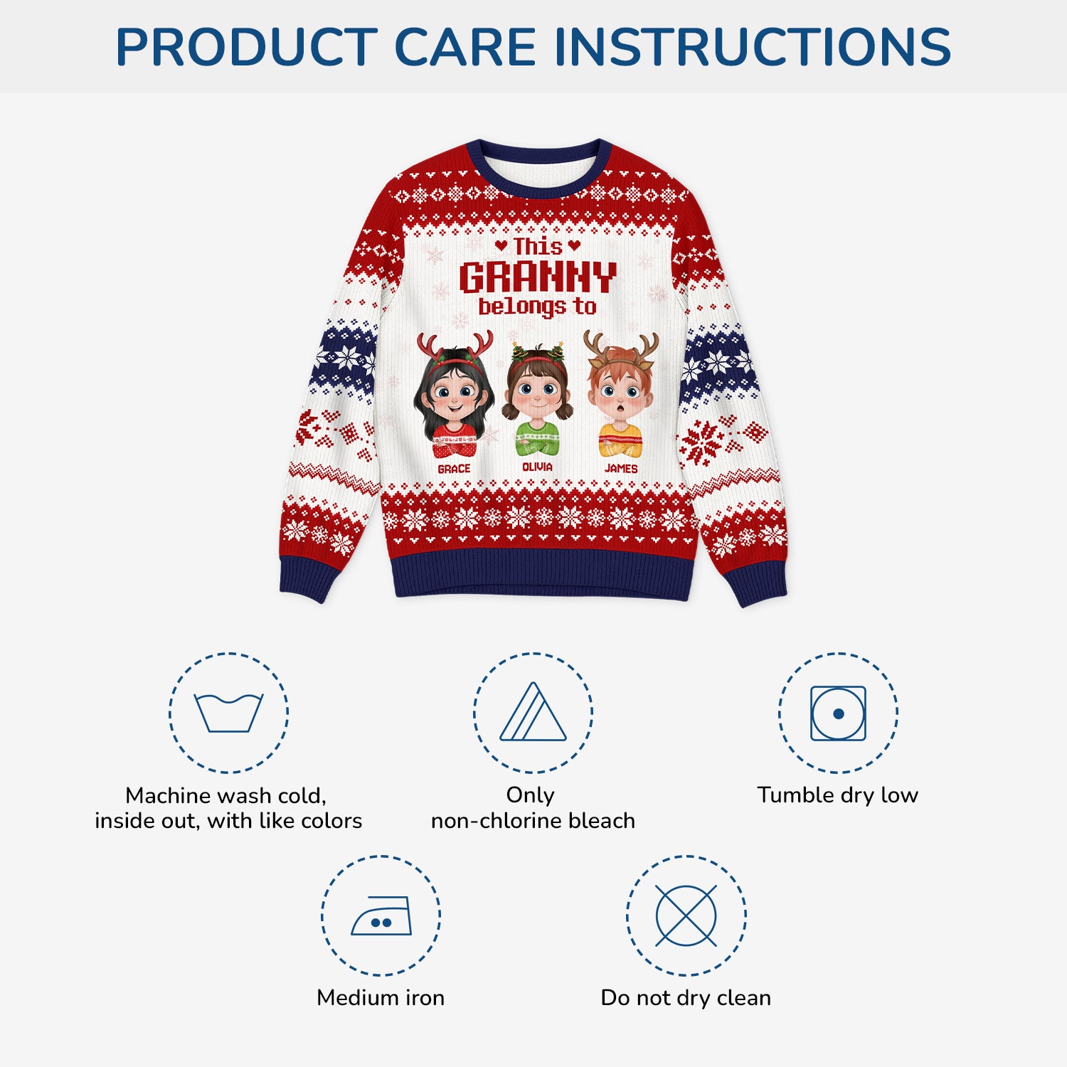 5779WUK4 custom grandparent gifts ugly christmas sweater with grandkids names 5779W8YNA