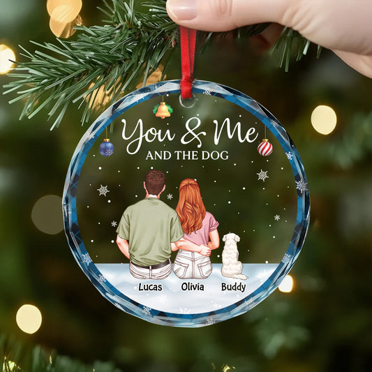 5786OUS2 custom glass couples christmas ornaments you me and the dogs_ 5786OKT0C