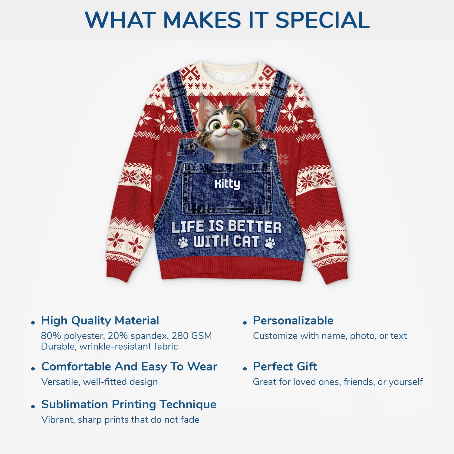 5795WUS5 personalized gifts for pet lovers ugly christmas sweater with photo 5795W3LMD