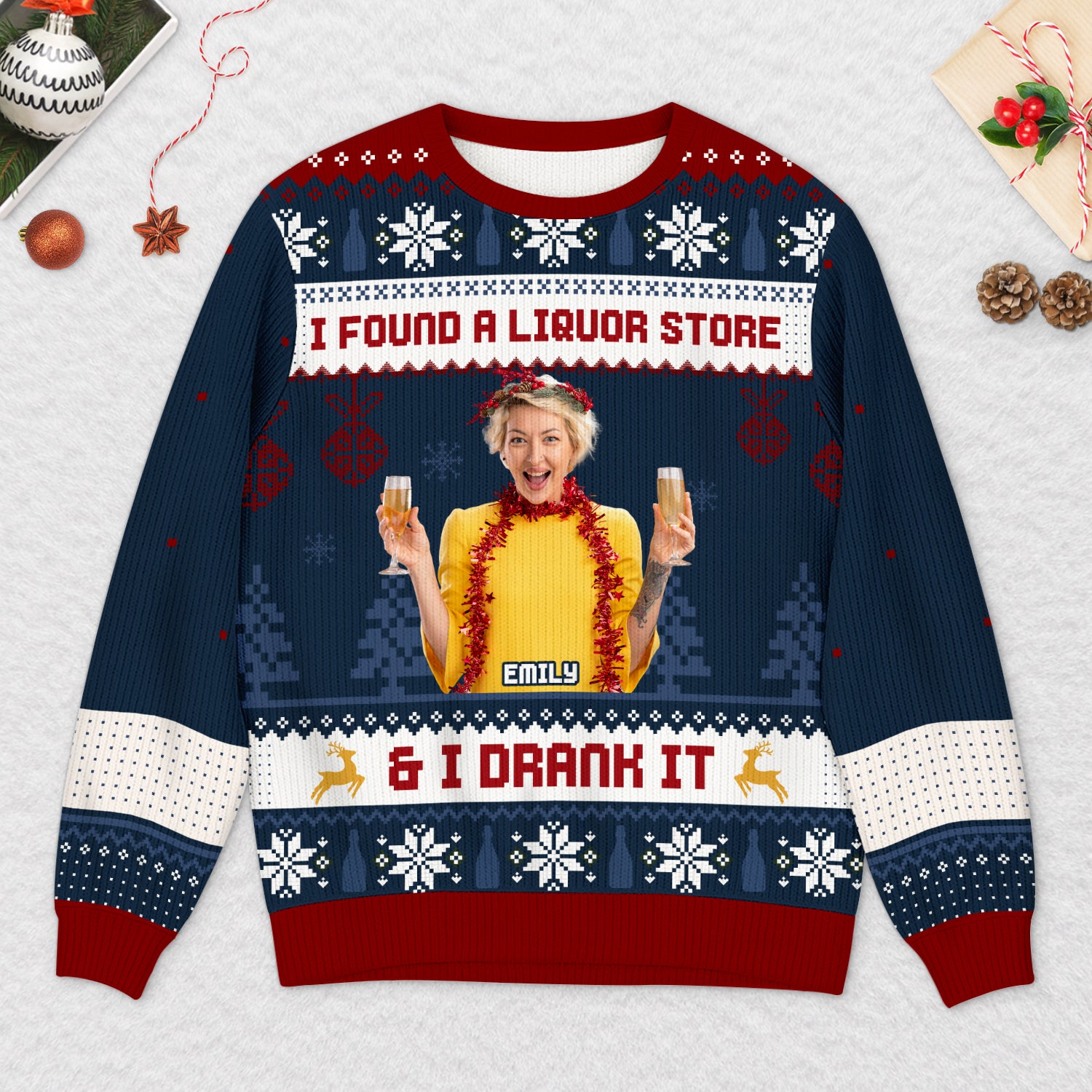 5798WUK2 custom photo ugly christmas sweater gifts for alcohol lovers 5798WKZCB