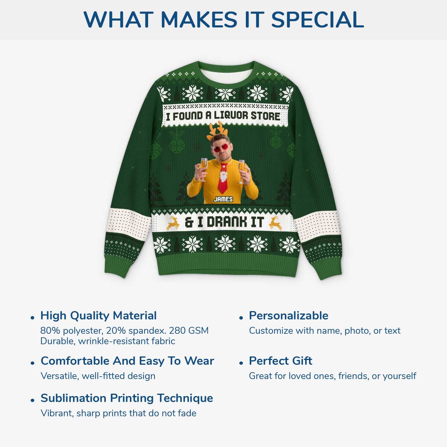 5798WUK5 custom photo ugly christmas sweater gifts for alcohol lovers 5798WKZCB