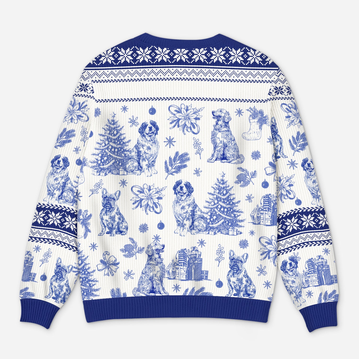 5799WUS3 personalized dog gifts blue toile ugly christmas sweater 5799WTMMC