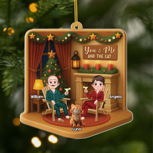 5804OUS1 3d printing effect couple with cat ornament_ custom acrylic xmas ornaments 5804OKQQD