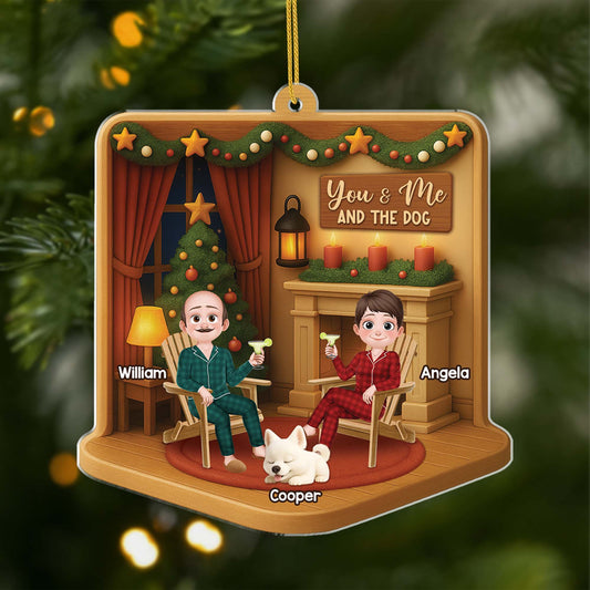 5804OUS1 3d printing effect couple with dog ornament_ custom acrylic xmas ornaments 5804OKQQC