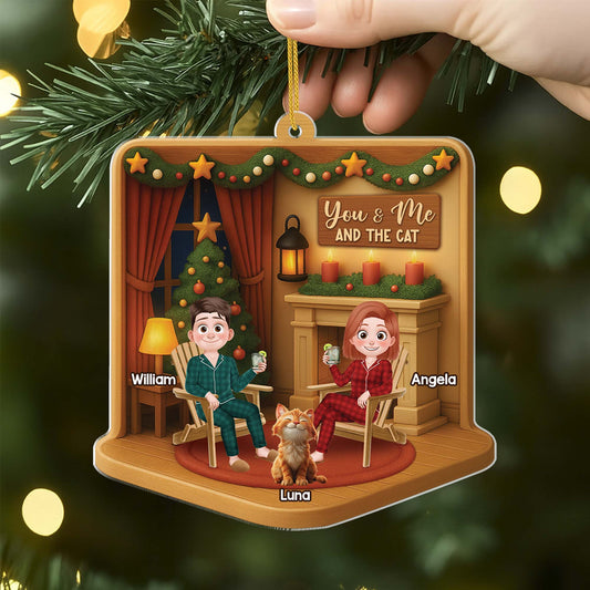 5804OUS2 3d printing effect couple with cat ornament_ custom acrylic xmas ornaments 5804OKQQD