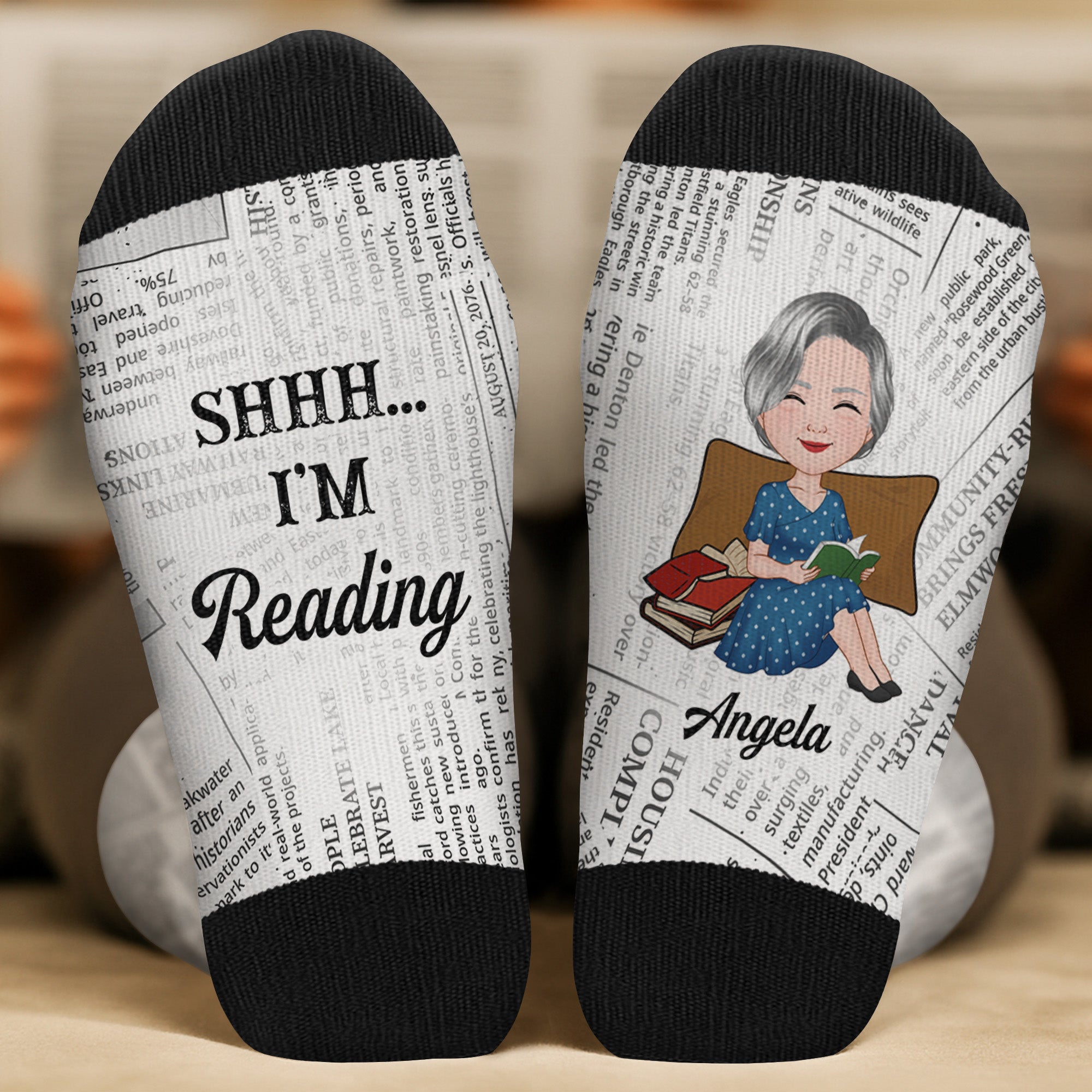 5809JUS2 personalized gifts for book lovers just one more chapter socks 5809JKLMA