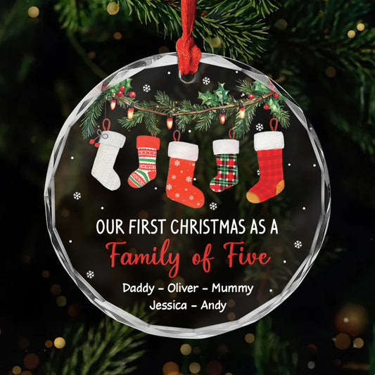 5810OUK1 custom gifts for family glass first family christmas ornament_ 5810O8LAI