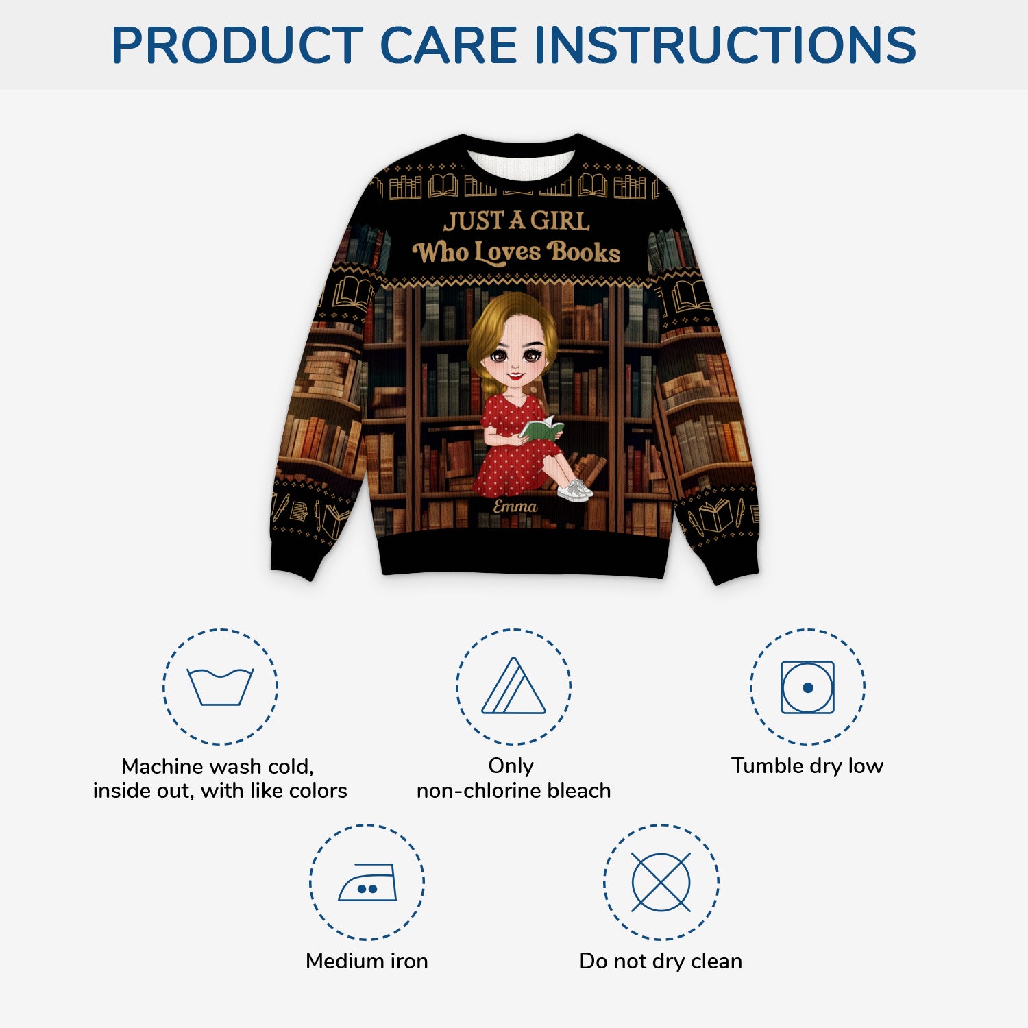 5814WUS4 personalized gifts for book lovers womens ugly christmas sweater 5814WKMZA