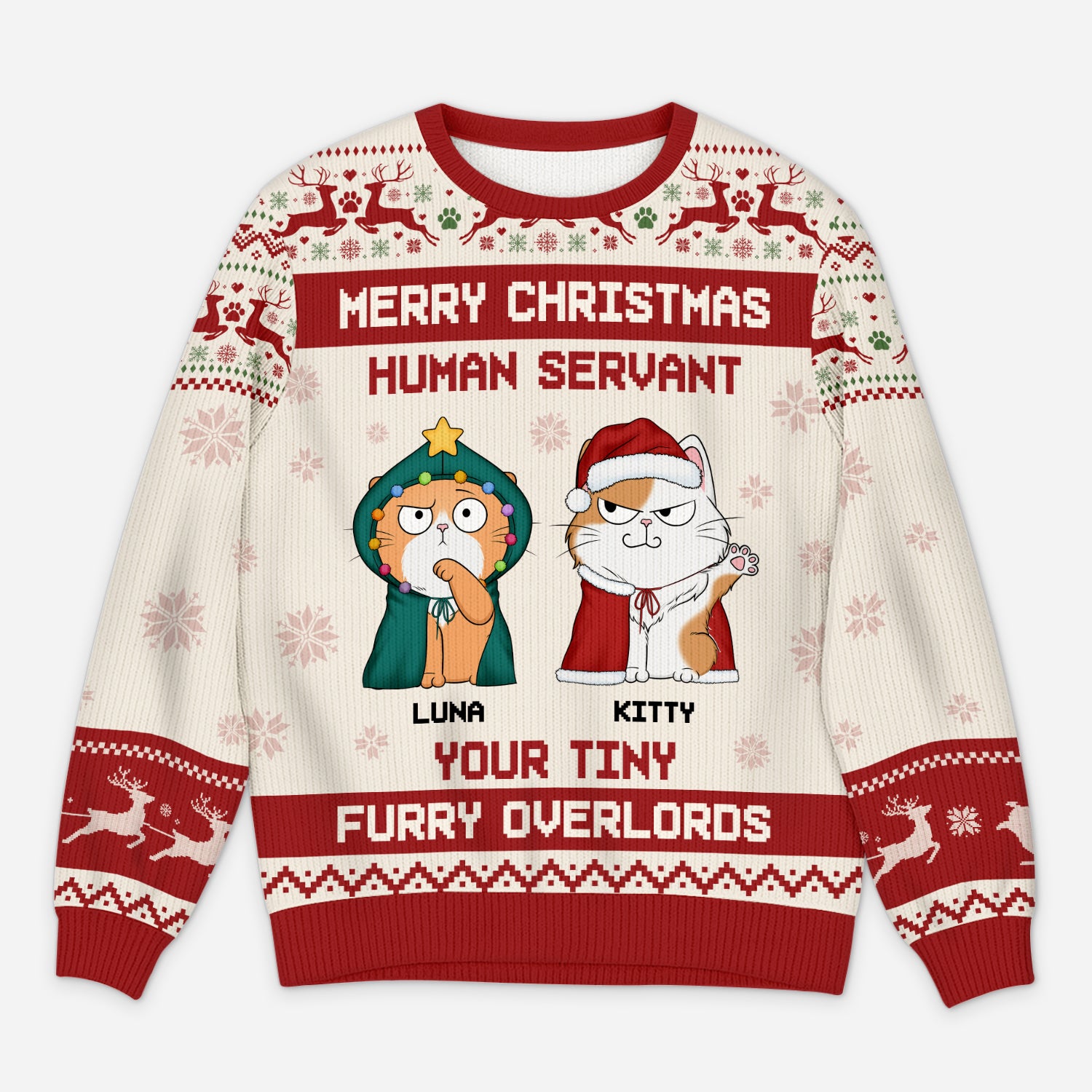 5819WUK1 custom cat ugly christmas sweater merry christmas human servant 5819W6ZZD