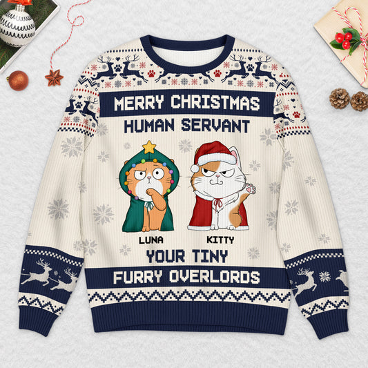 5819WUK2 custom cat ugly christmas sweater merry christmas human servant 5819W6ZZD