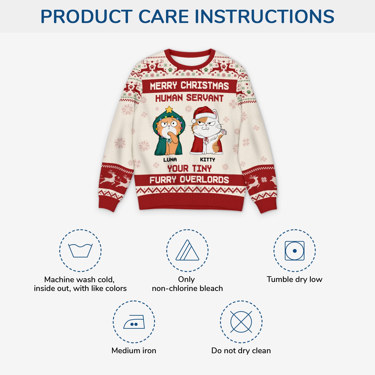 5819WUK4 custom cat ugly christmas sweater merry christmas human servant 5819W6ZZD