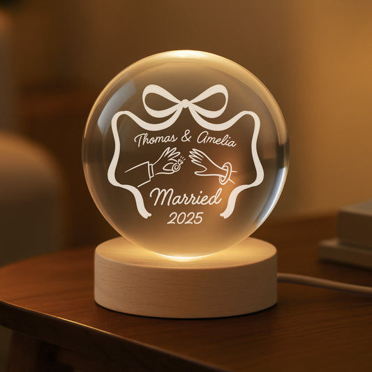 5820LUS2 engaged crystal ball lamp personalized engagement gifts for couples 5820LTLZG