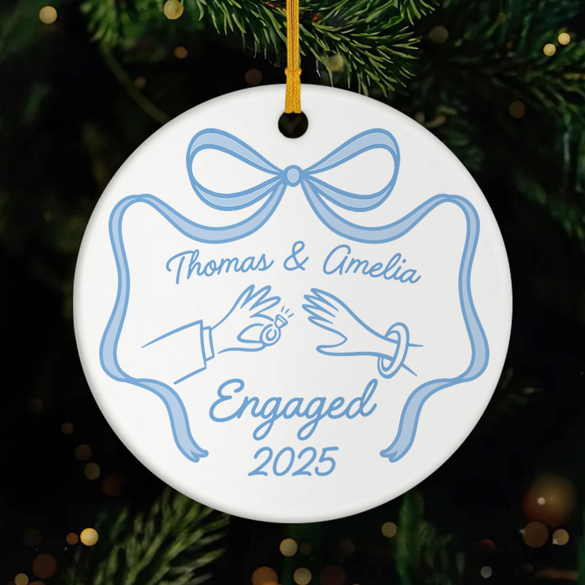 5820OUS1 custom ceramic engaged ornaments engagement gifts for couples 5820OTUZG