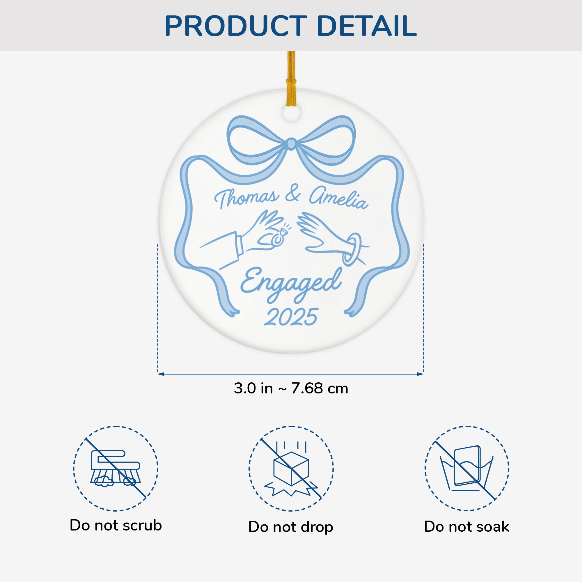 5820OUS3 custom ceramic engaged ornaments engagement gifts for couples 5820OTUZG