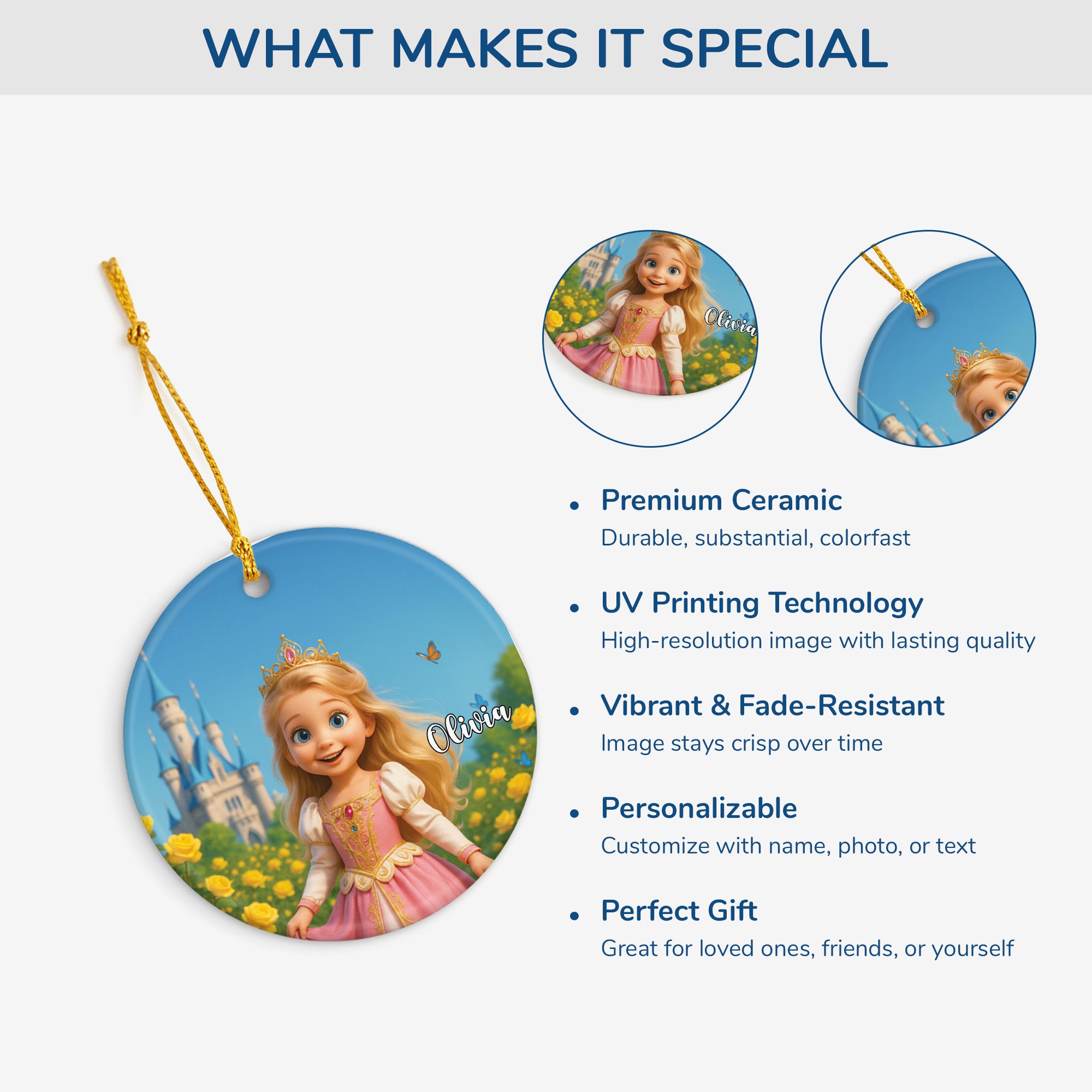 5825OUS4 custom christmas gifts for kids ceramic princess ornaments_ with photo 5825O3Q0K