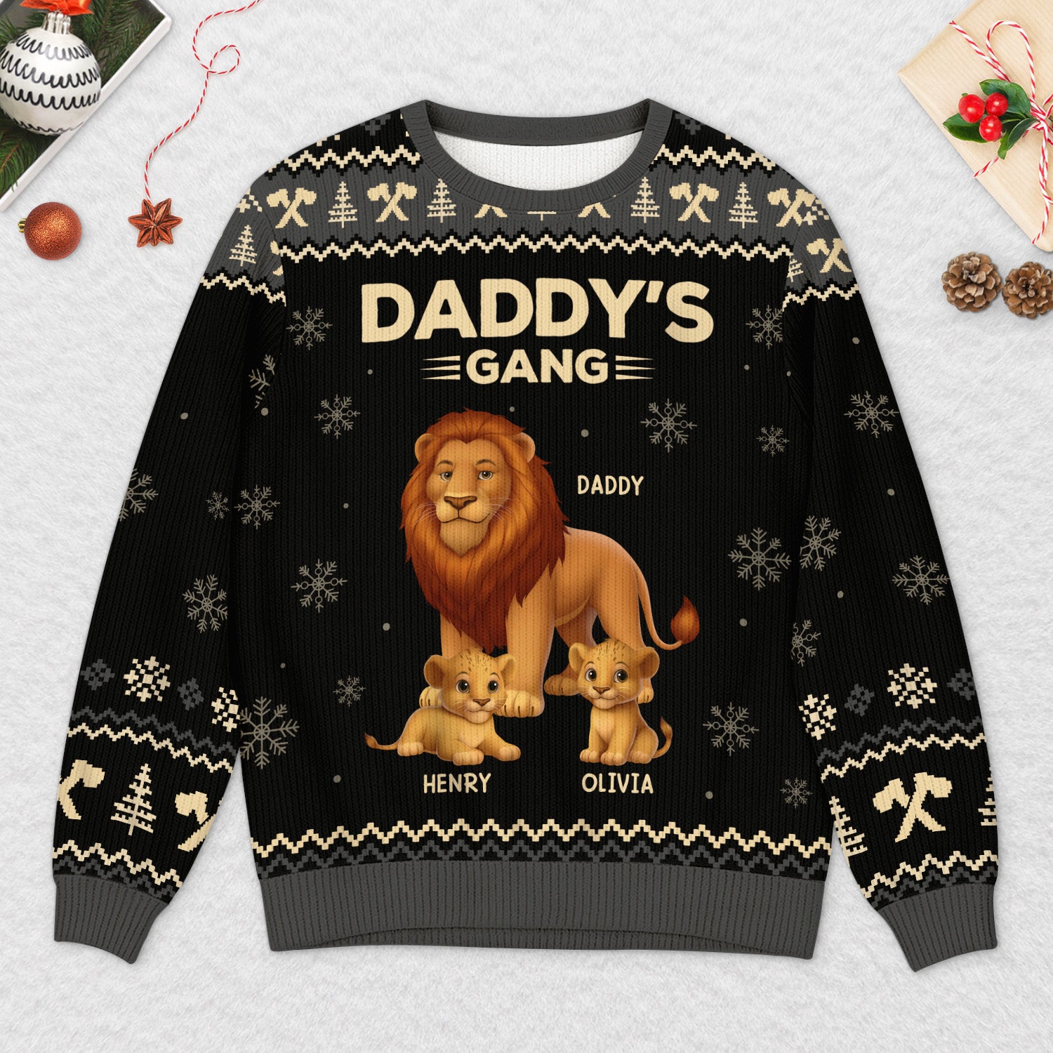 5826WUS2 personalized gifts for grandpa lions ugly christmas sweater 5826W6TTB