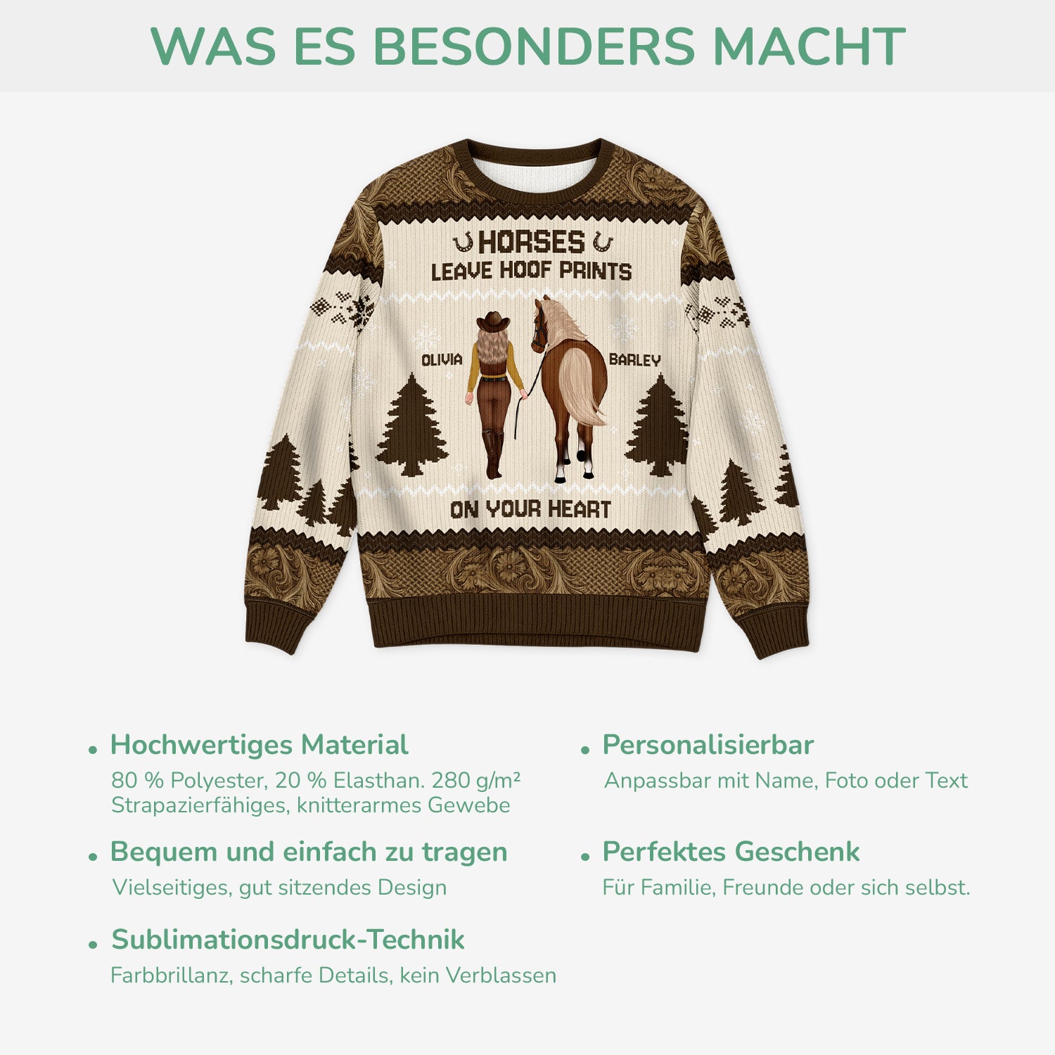 5830WUS5 horse ugly christmas sweater personalized gifts for horse lovers 5830W6TNA