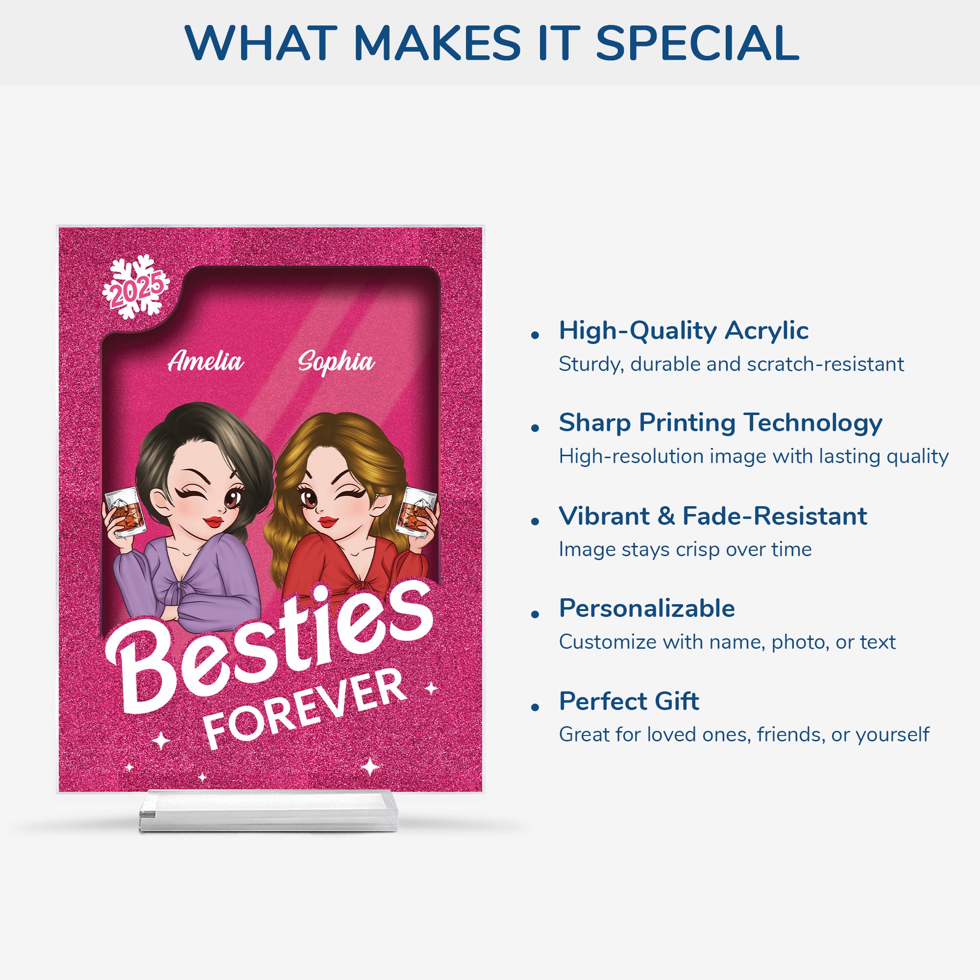 5832RUS5 besties forever acrylic plaque with stand custom gifts for friends 5832R8MAF