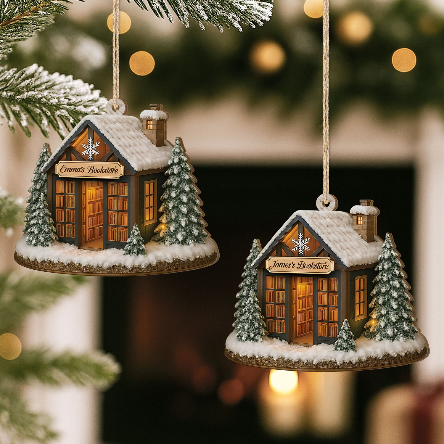 5833OUS2 custom xmas gifts for book lovers 1 layered wood bookstore ornament 5833OKMQA