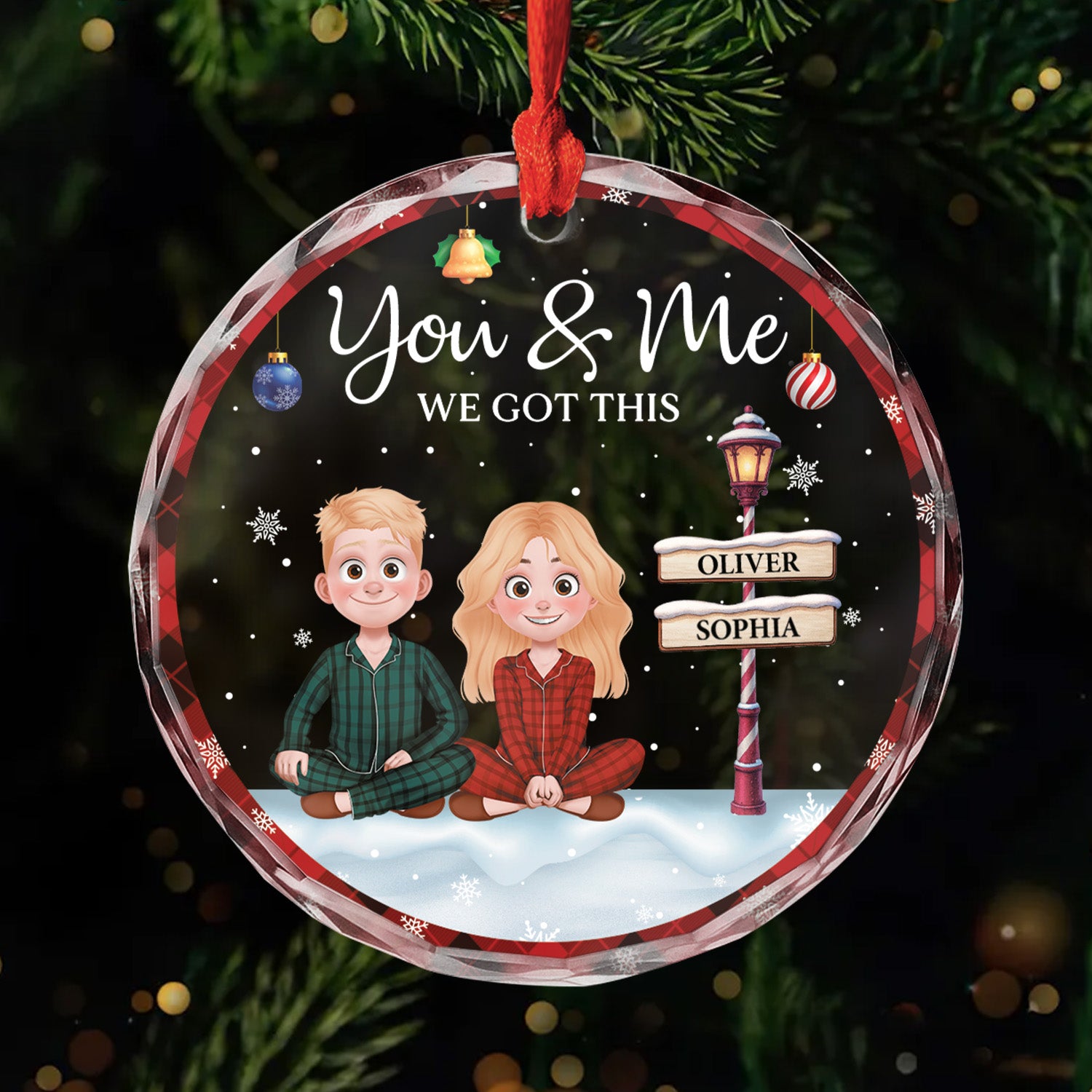 5837OUS1 custom glass couples christmas ornaments you and me we got this 5837OTU5G