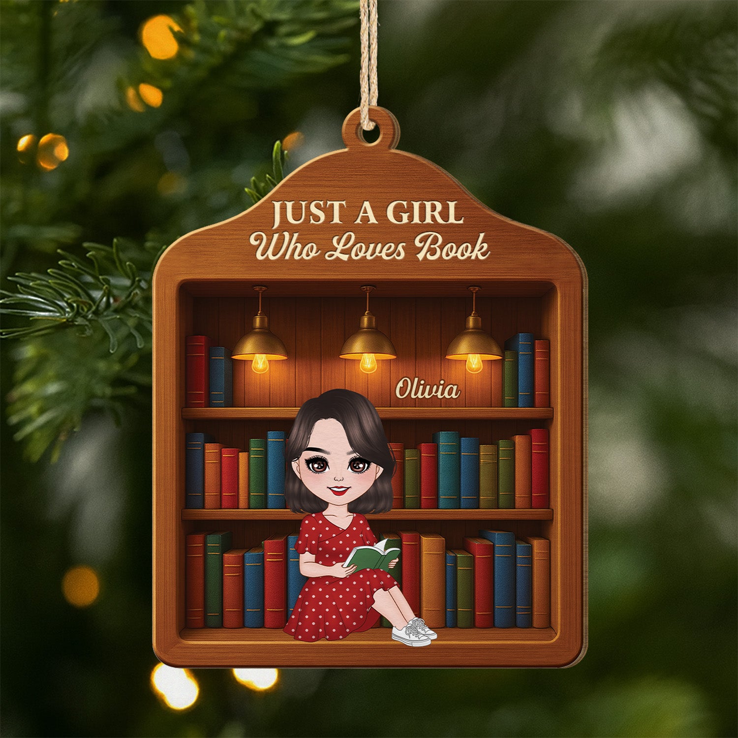 5839OUS1 3d printing effect custom gifts for book lovers 1 layered wood ornaments 5839OKLMA