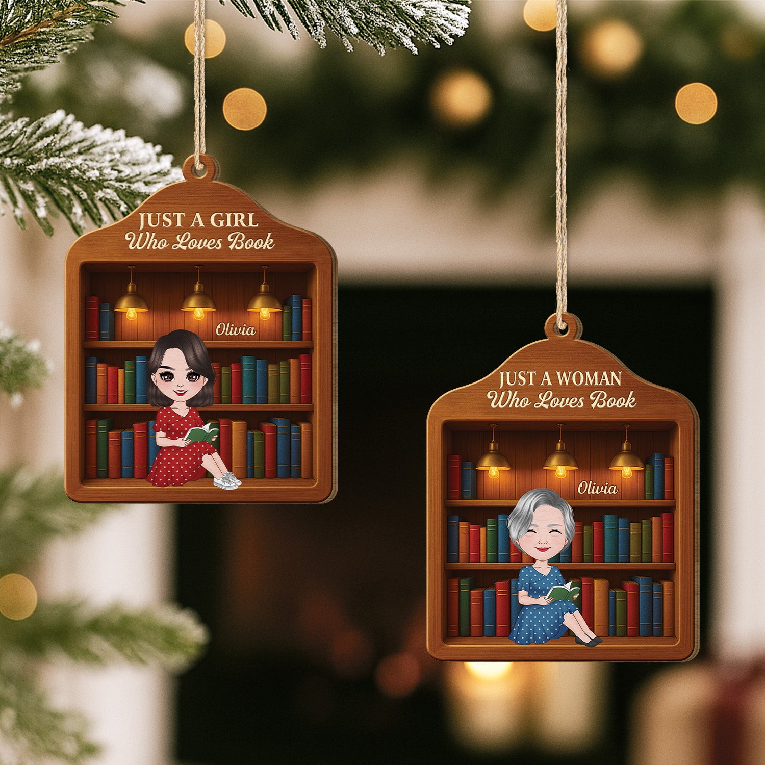 5839OUS2 3d printing effect custom gifts for book lovers 1 layered wood ornaments 5839OKLMA