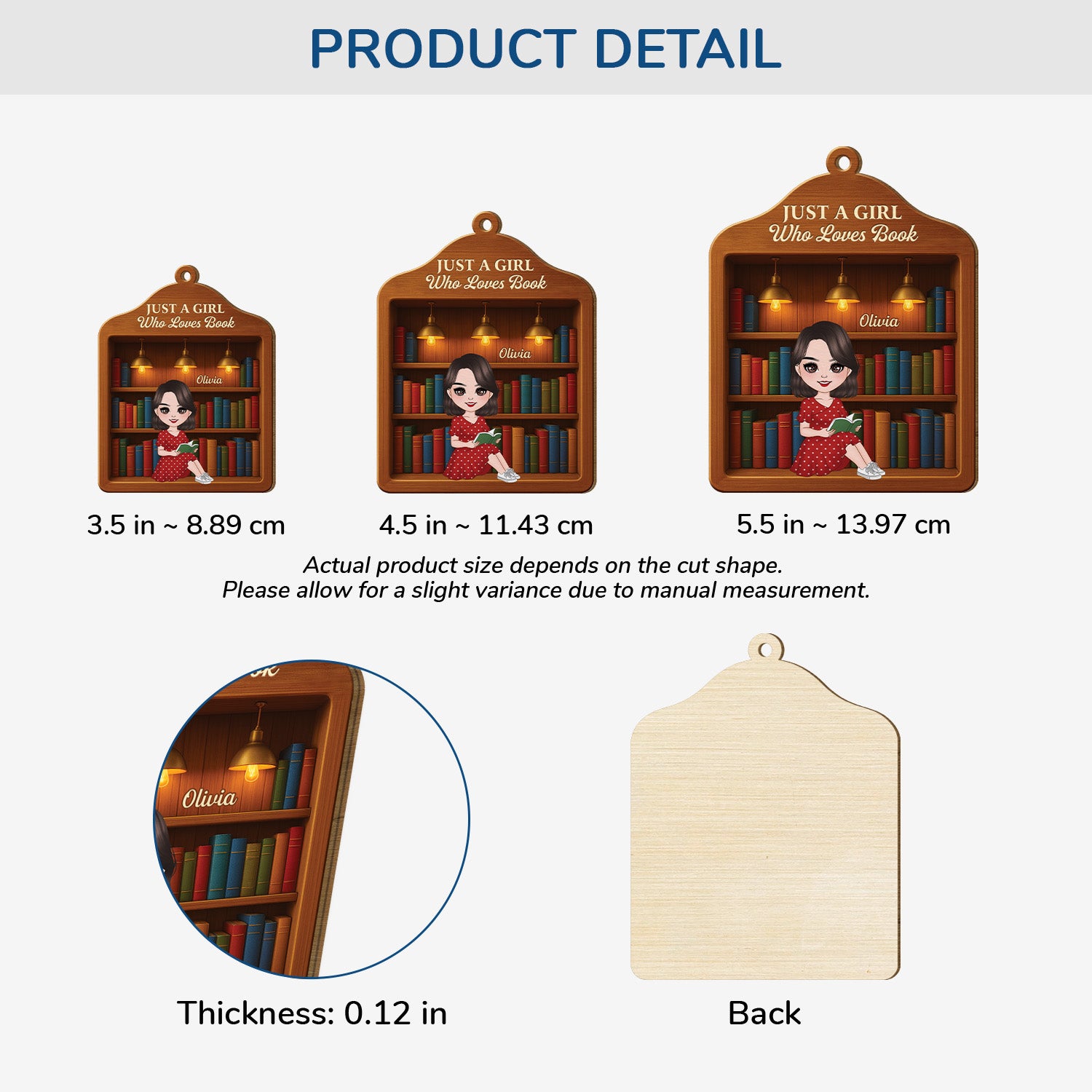 5839OUS3 3d printing effect custom gifts for book lovers 1 layered wood ornaments 5839OKLMA