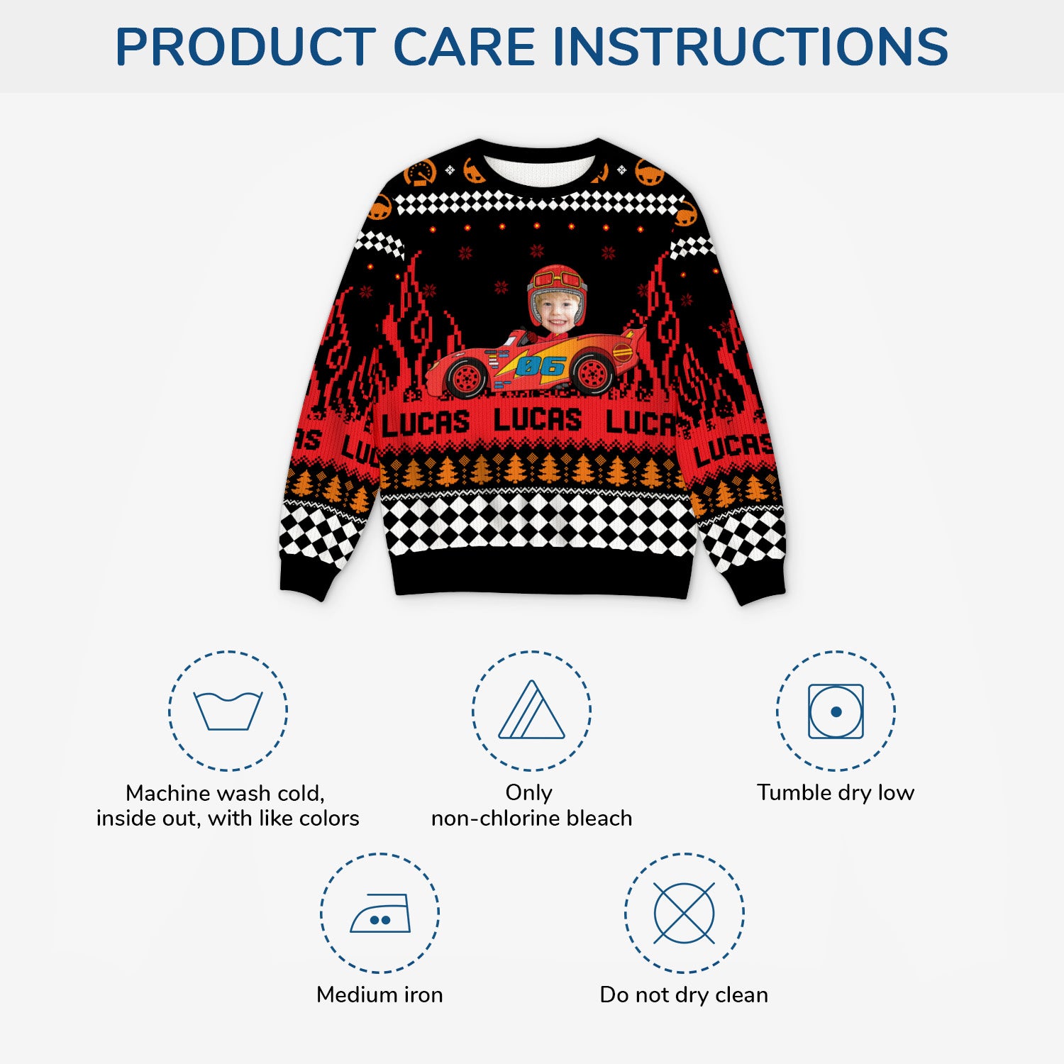 5847WUS4 car ugly christmas sweater_ wth face personalized gifts for kids 5847WTQMK