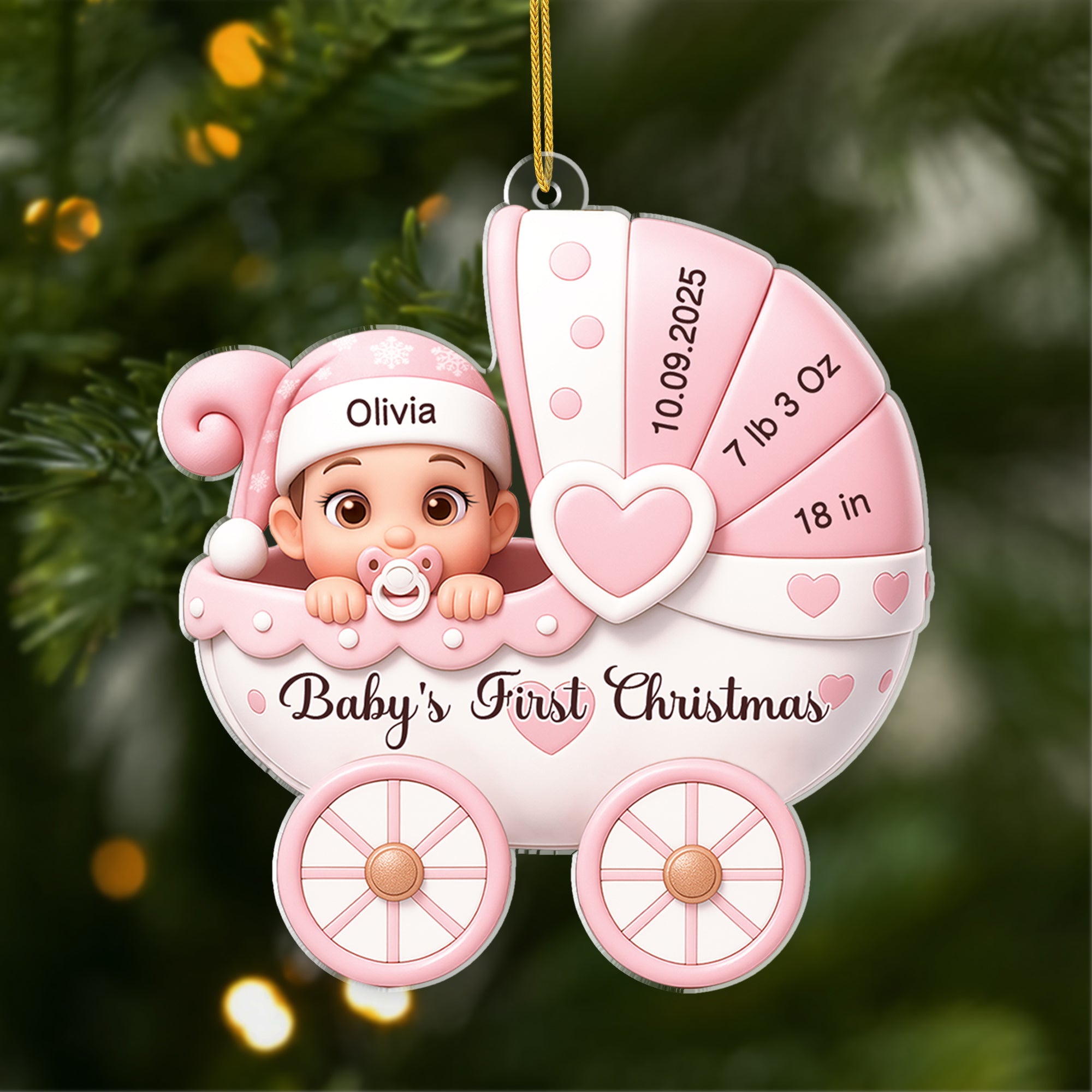 5850OUS1 3d printing effect personalized acrylic babies first christmas ornament 5850O8MNK