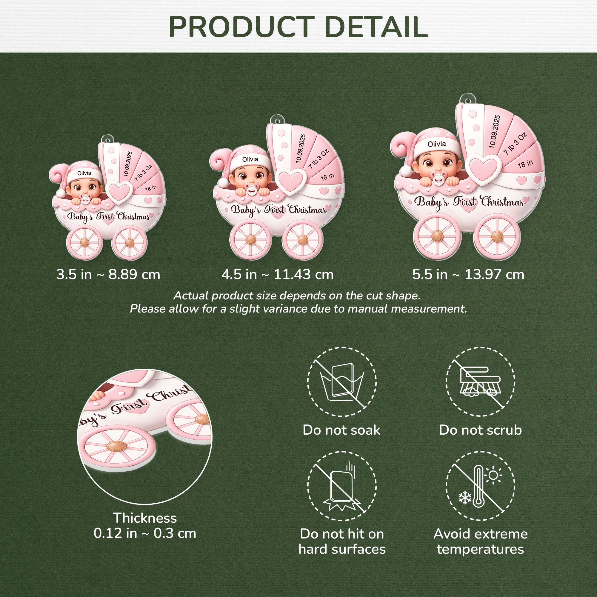 5850OUS3 3d printing effect personalized acrylic babies first christmas ornament 5850O8MNK