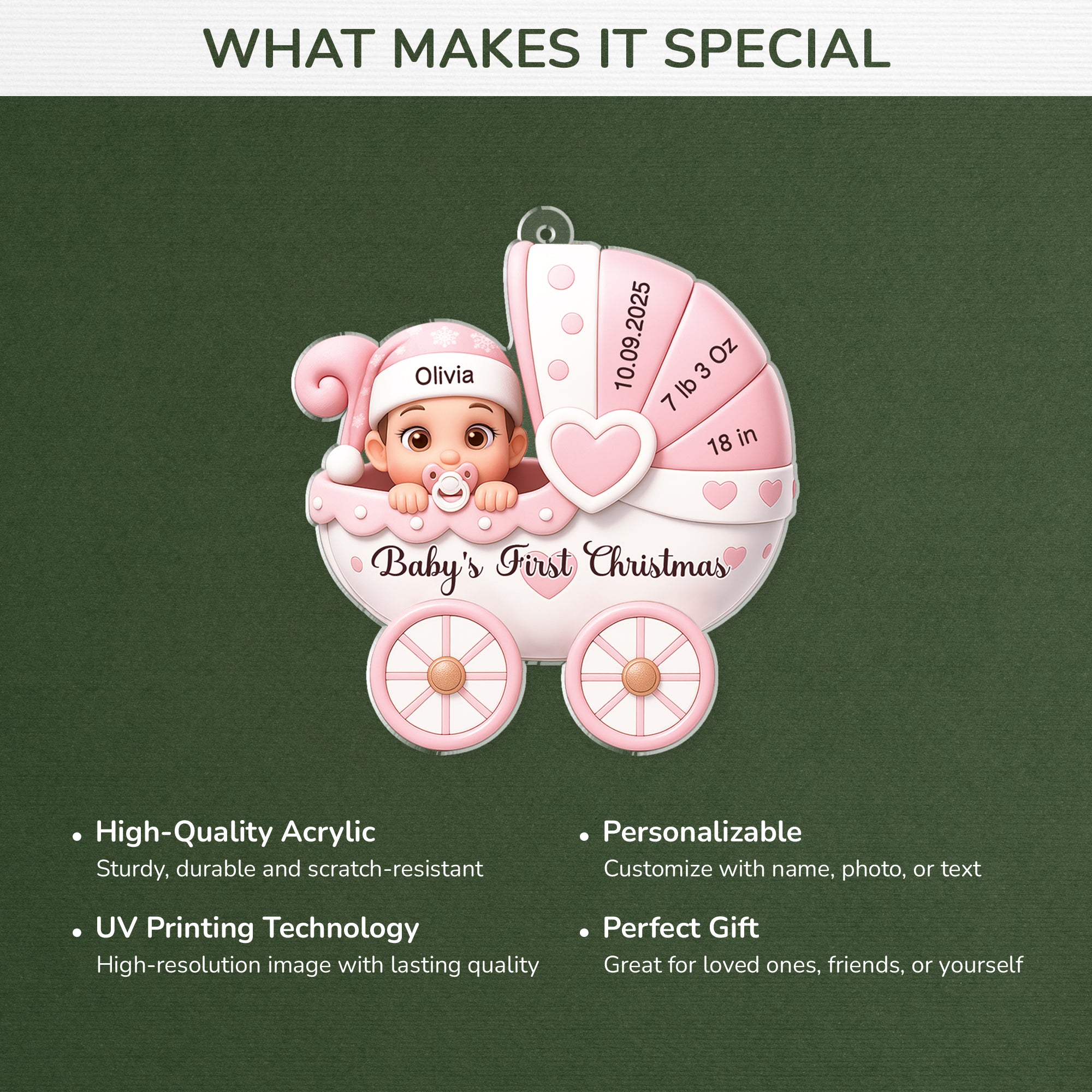 5850OUS4 3d printing effect personalized acrylic babies first christmas ornament 5850O8MNK