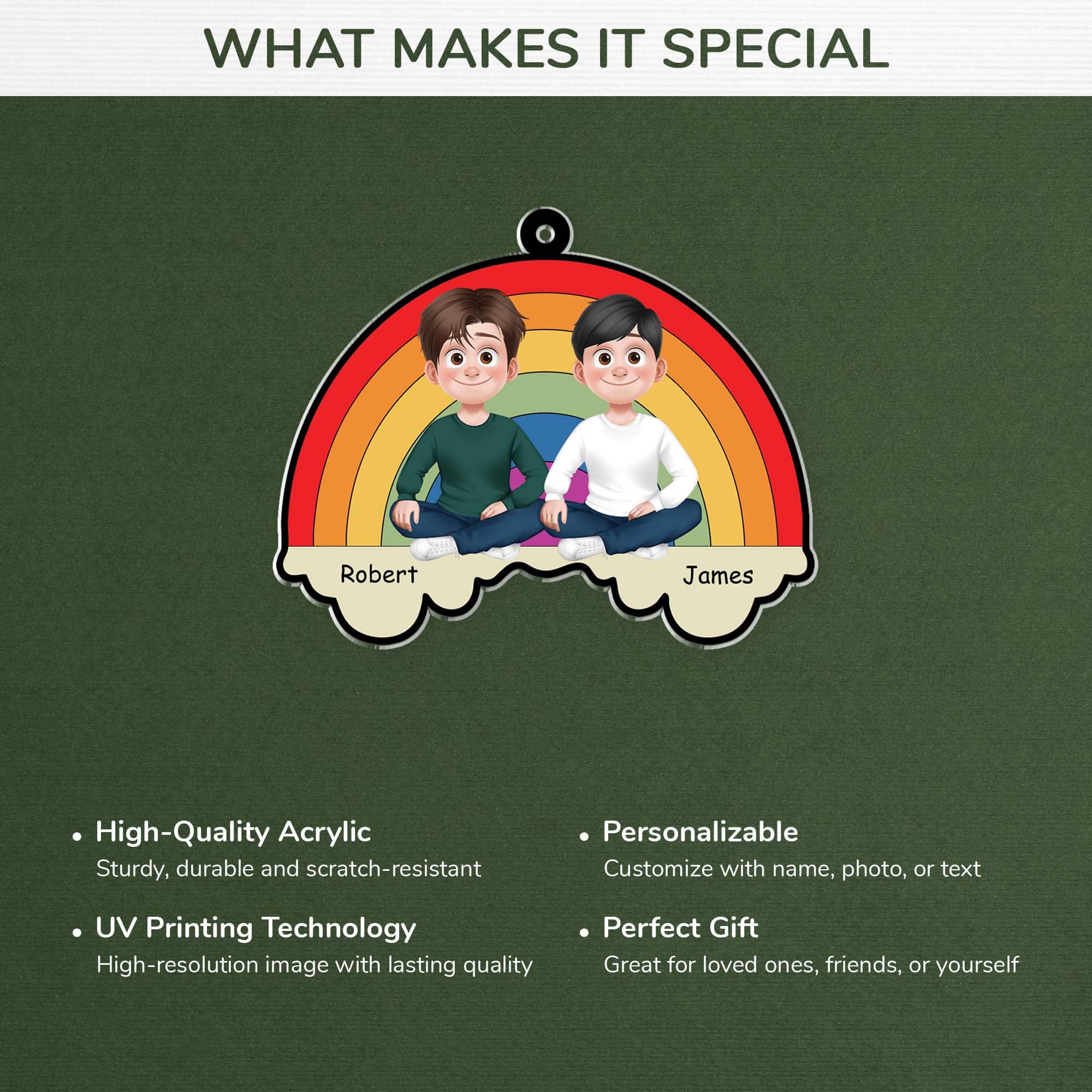 5852OUS4 personalized gifts for gay couples acrylic rainbow ornament_ 5852OKLCG