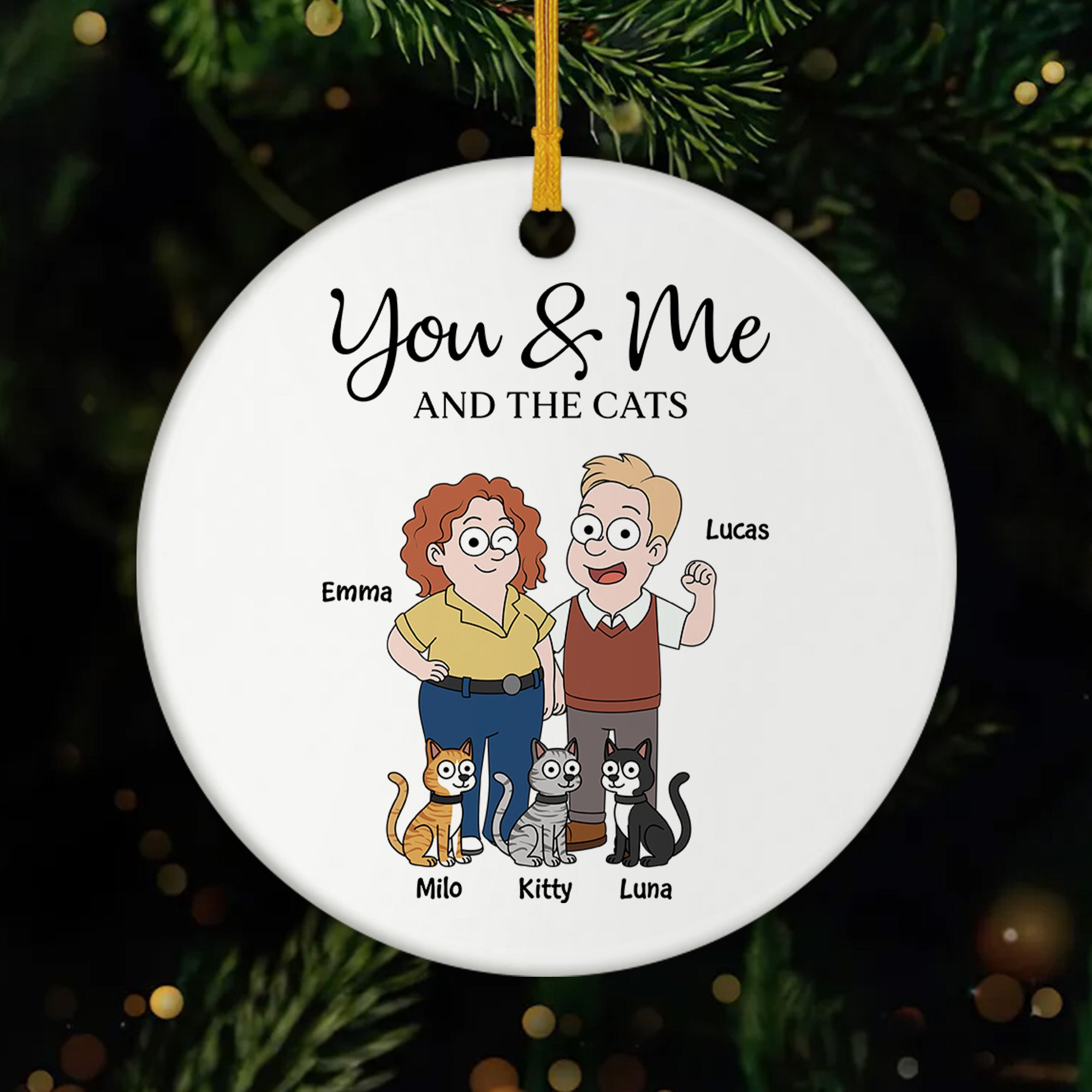 5854OUS1 custom gifts for couples you me and the cats ceramic ornament 5854OKQ7D