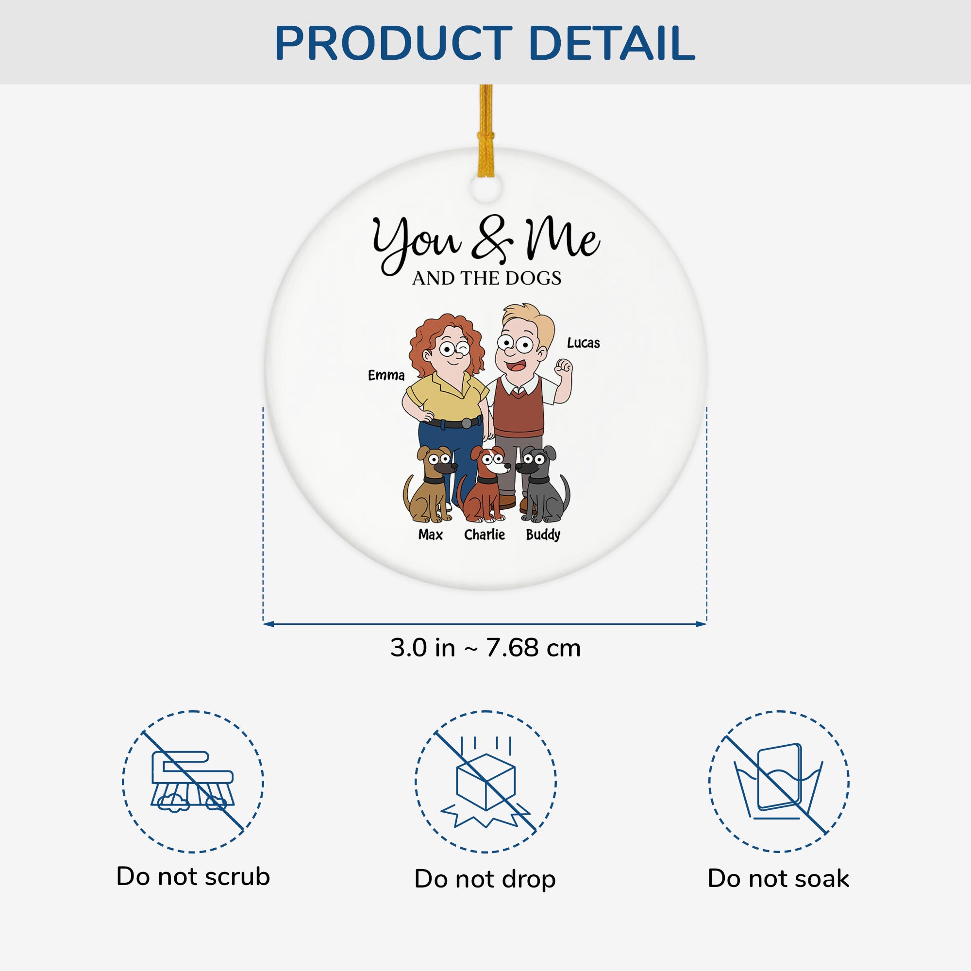 5854OUS3 personalized couple ceramic ornament you me and the dogs 5854OKQ7C