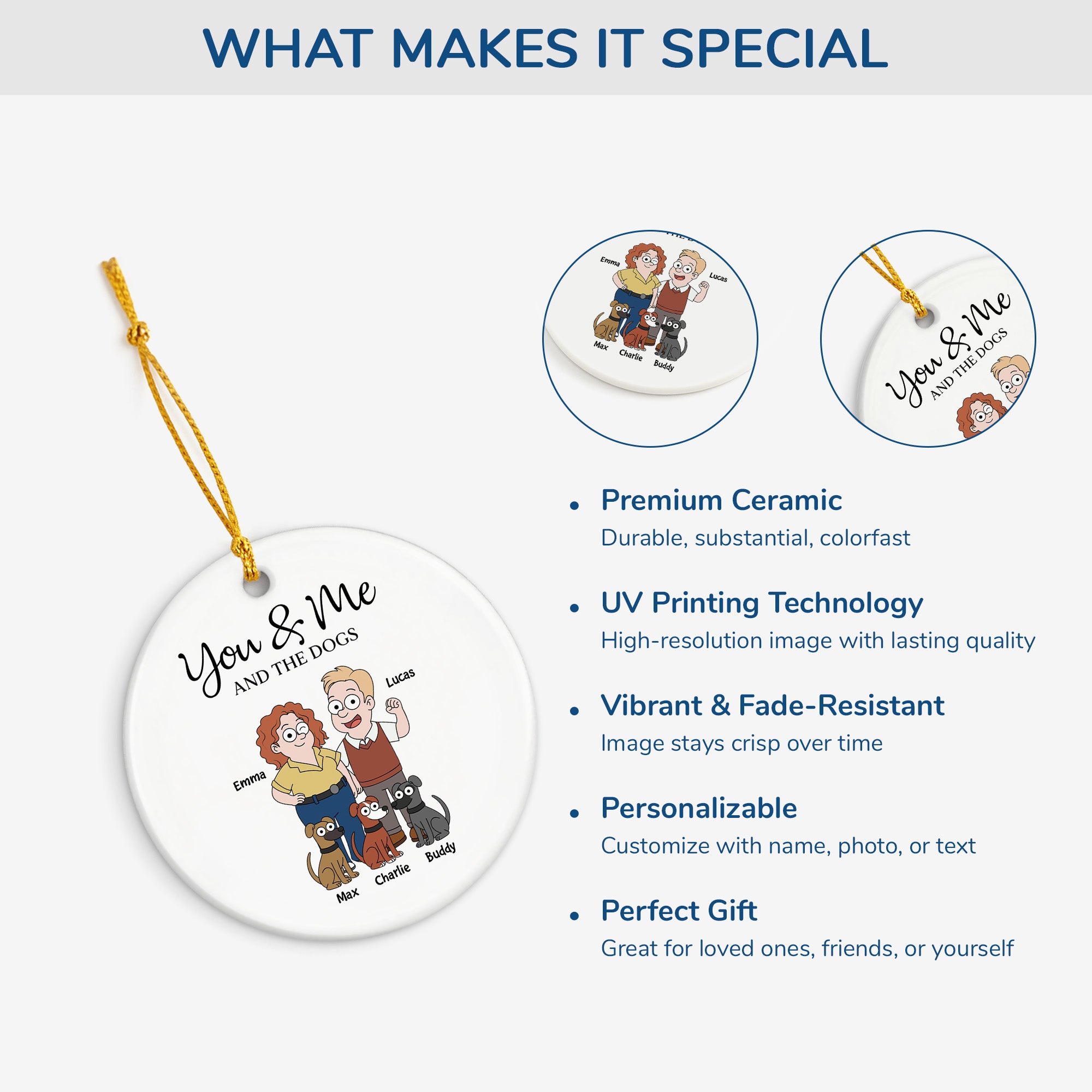 5854OUS4 personalized couple ceramic ornament you me and the dogs 5854OKQ7C