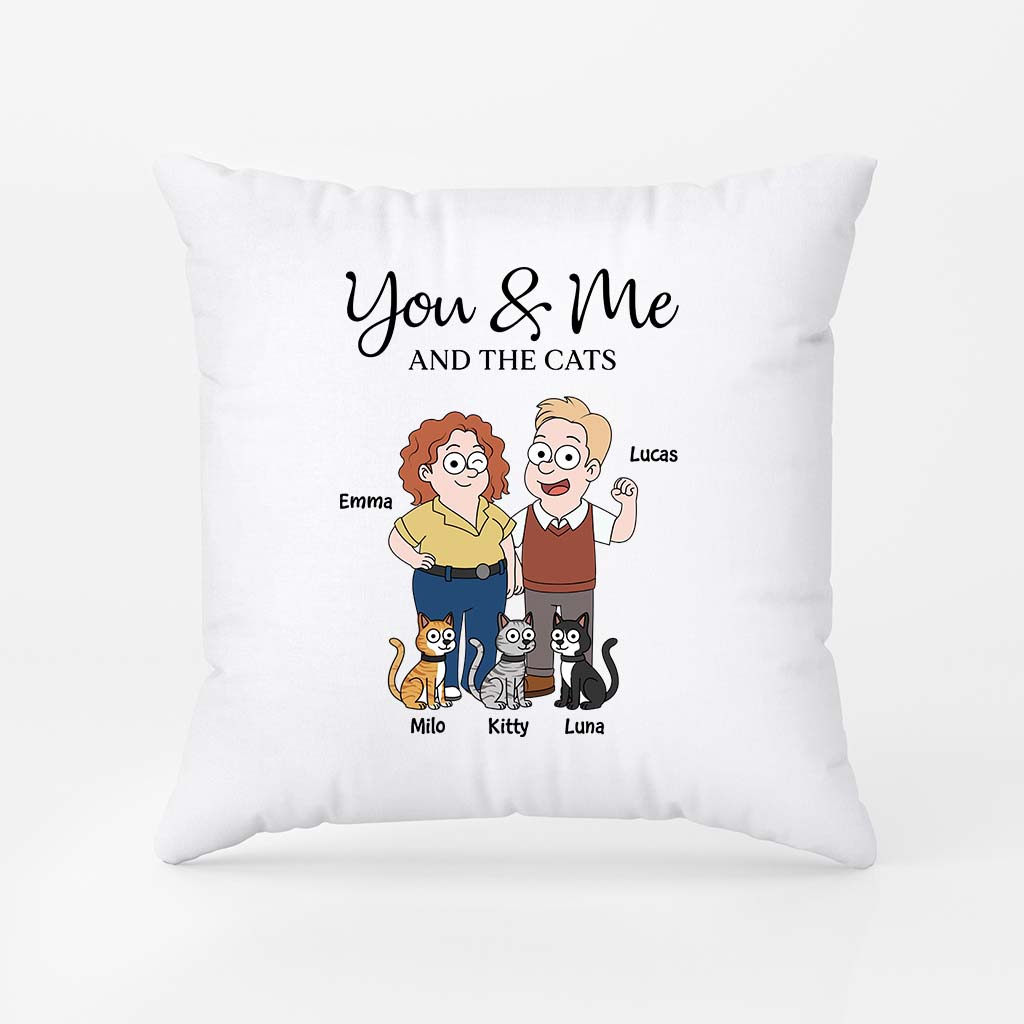 5854PUS1 you me and the cats pillow personalized gifts for couples 5854PKQ7D