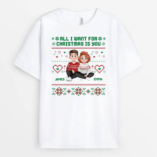 5860AUK1 all i want for christmas is you shirt custom gifts for couples 5860AKZNG