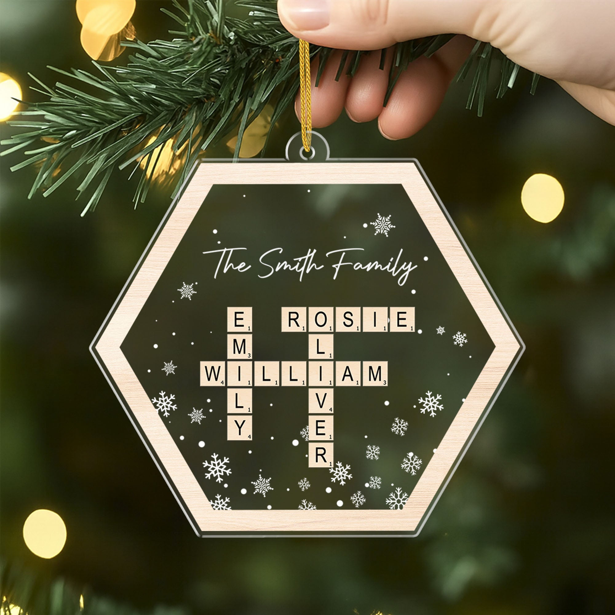5863OUS2 acrylic xmas ornaments with names custom family crosword gifts 5863OKHQI