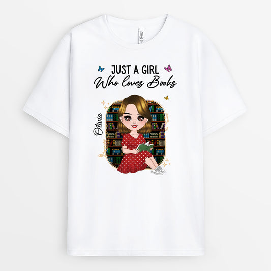5874AUS1 just a girl who loves books shirt personalized gifts for book lovers 5874ATTMA