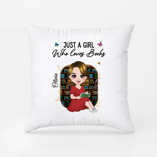 5874PUS1 just a girl who loves books pillow custom gifts for book lovers 5874PTTMA