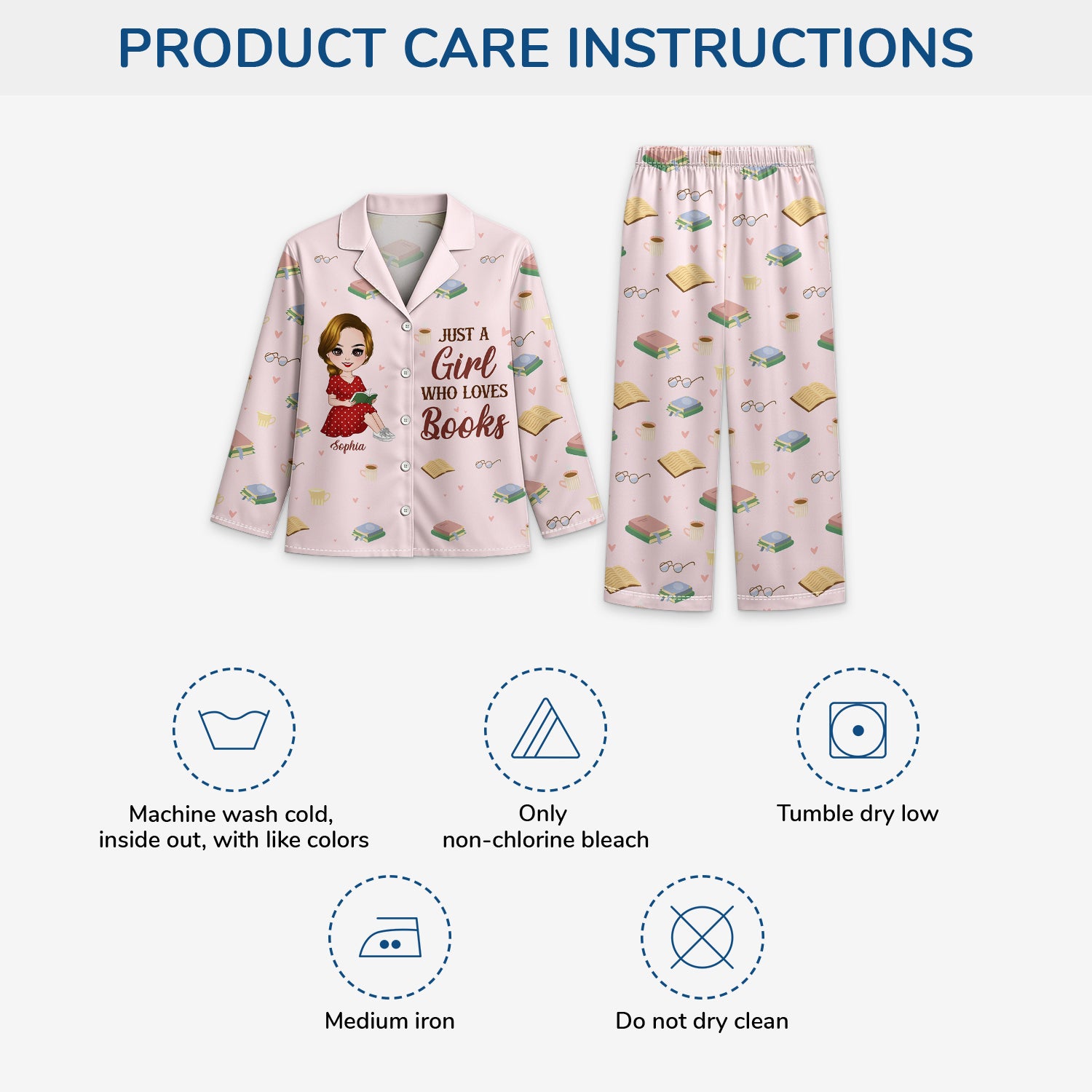 5915VUS4 custom gifts for book lovers just a girl who loves books pajamas 5915V3QZA