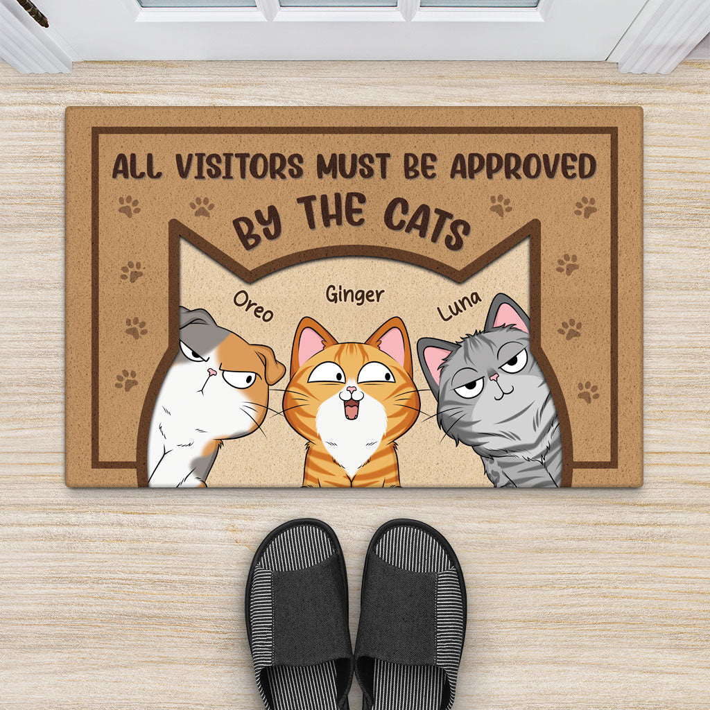 5931DUS2 all visitors must be approved by the cat door mat custom cat lover gifts 5931D6TAD